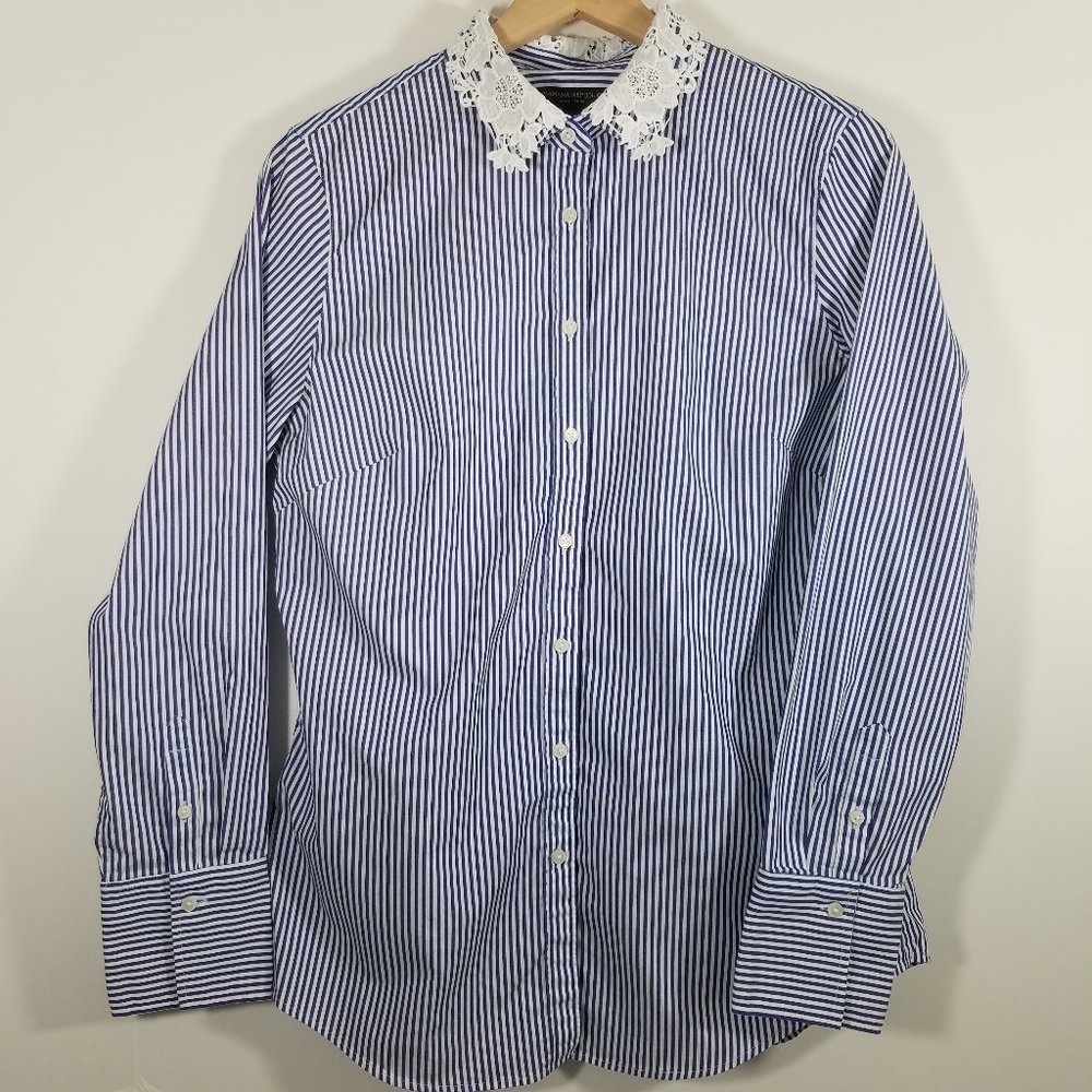 Banana Republic Striped Embroidered Riley Shirt 12